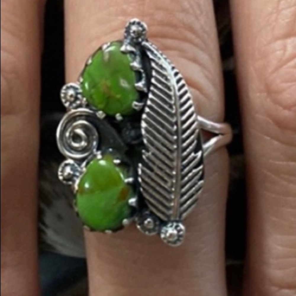 🎉sale🎉Native American Kingman Mojave green turquoise ring